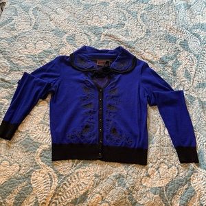 Voodoo Vixen Blue/Black Zombie Birds Cardigan